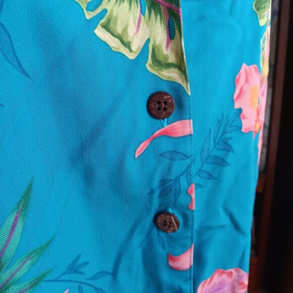 Vintgae Women's Large Hawaain Shirt Top Havana Jacks Cafe Tropical Rayon 1990's - Picture 3 of 6